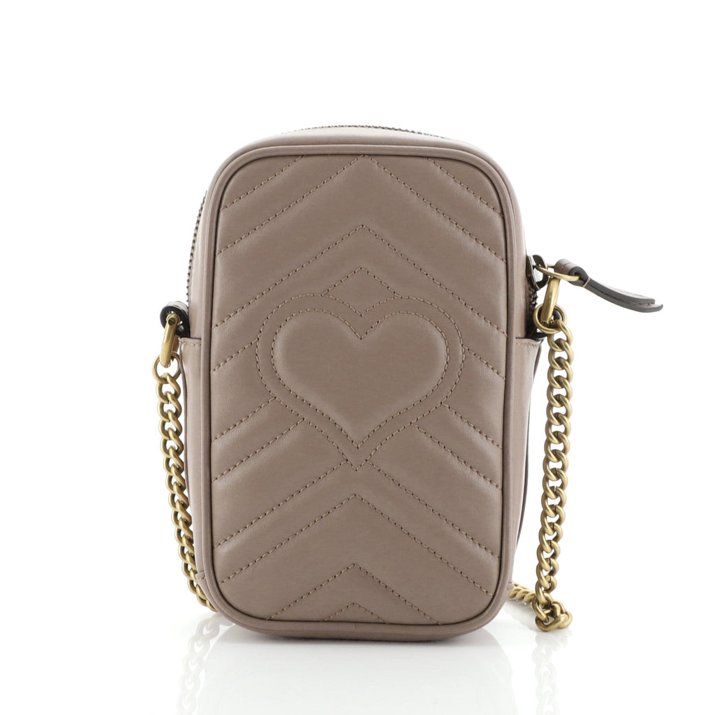 GG Marmont Vertical Phone Crossbody Bag Matelasse Leather Mini