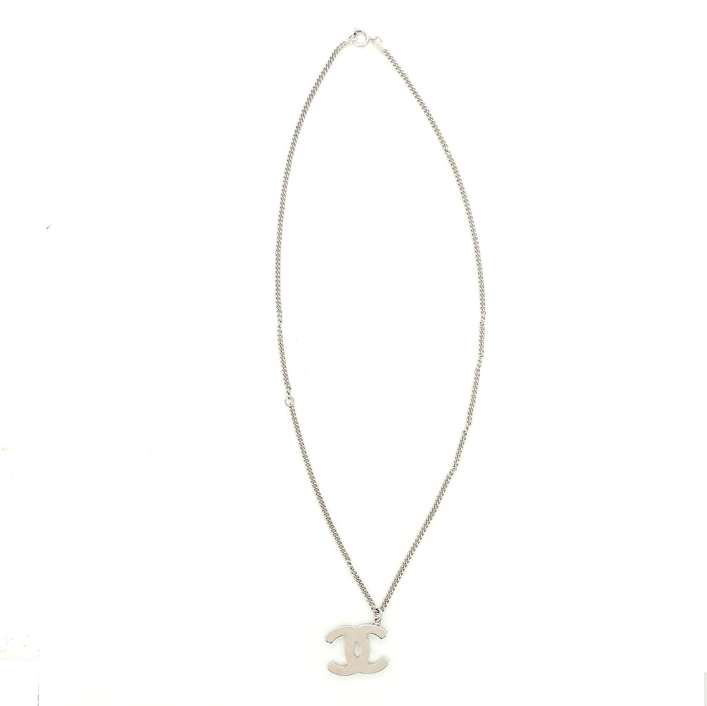 CC Long Pendant Necklace Crystal and Metal