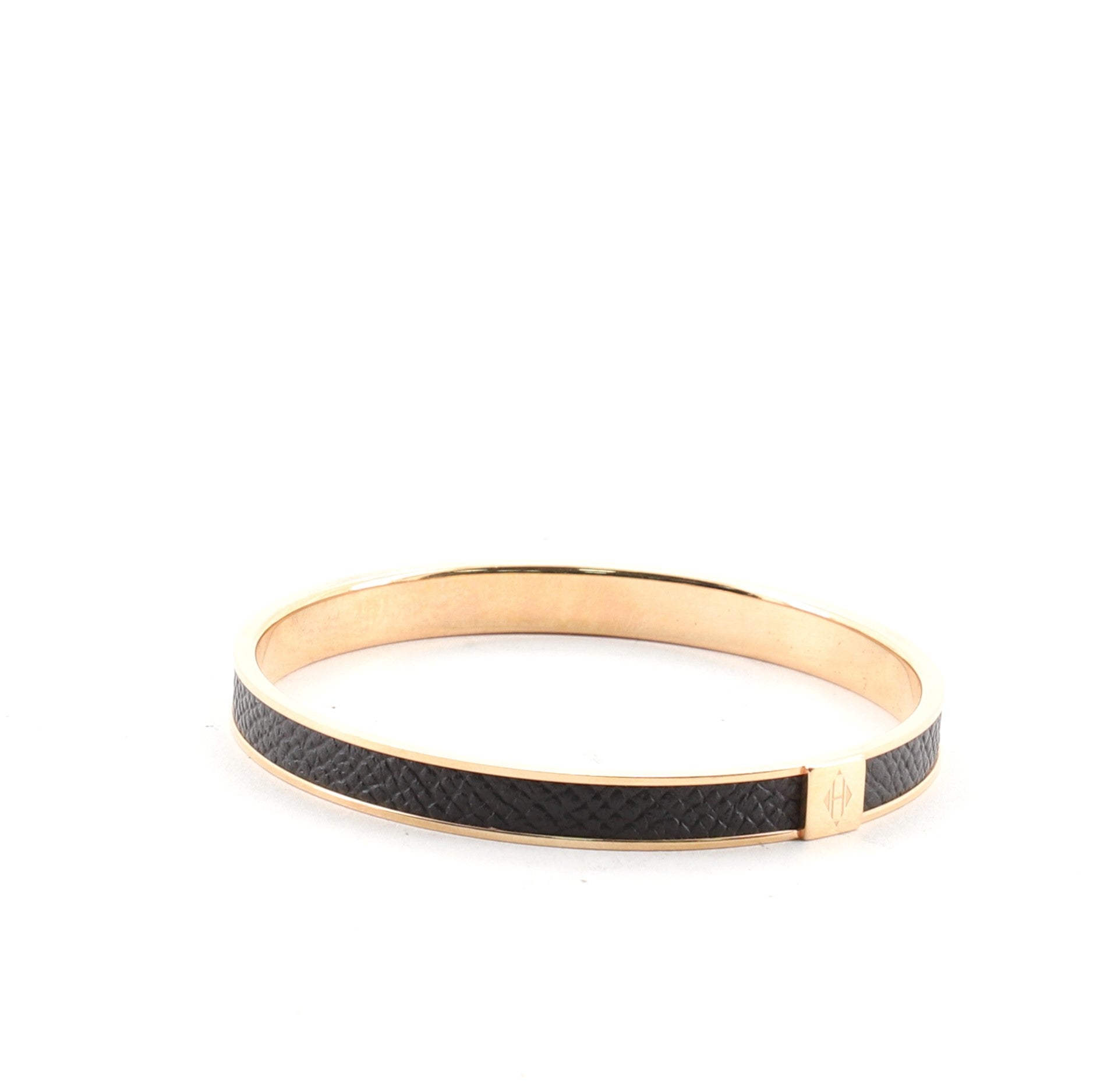 Kawaii Bangle Bracelet Metal and Leather Narrow