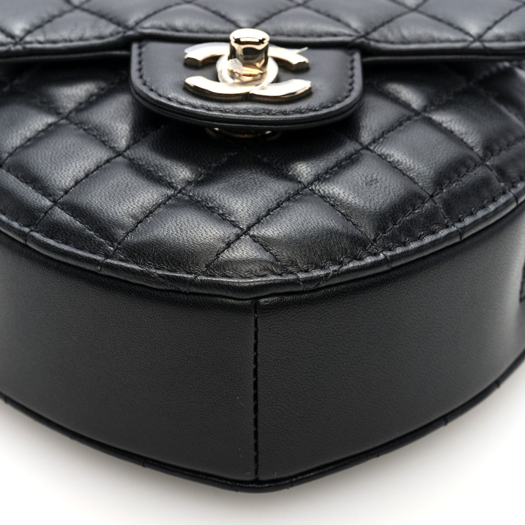 Lambskin Quilted CC In Love Heart Bag Black