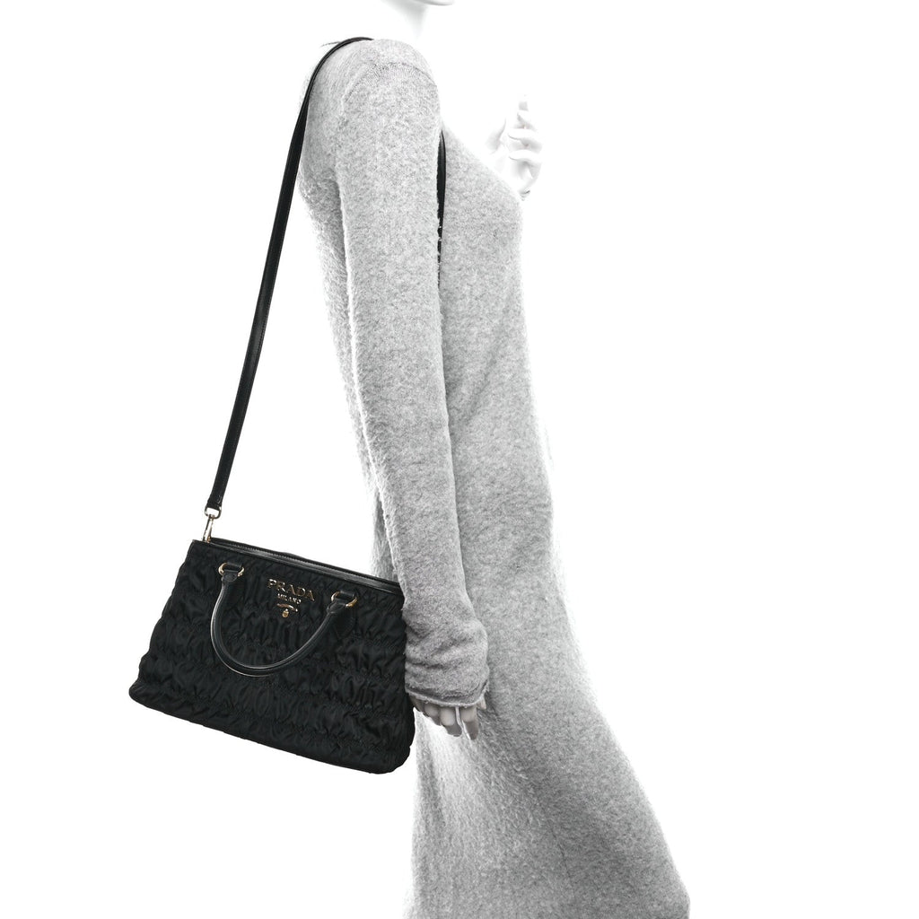 Tessuto Nylon Gaufre Small Tote Black