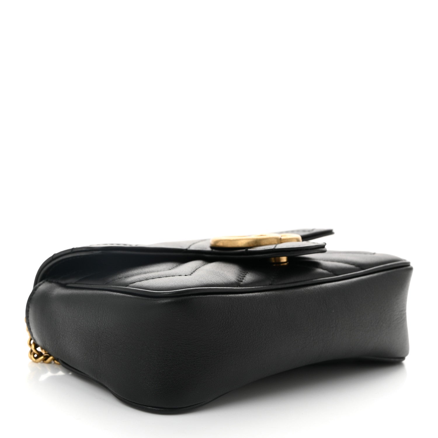 Calfskin Matelasse Super Mini GG Marmont Shoulder Bag Black
