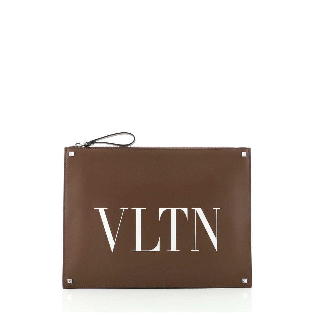 VLTN Zip Clutch Printed Leather