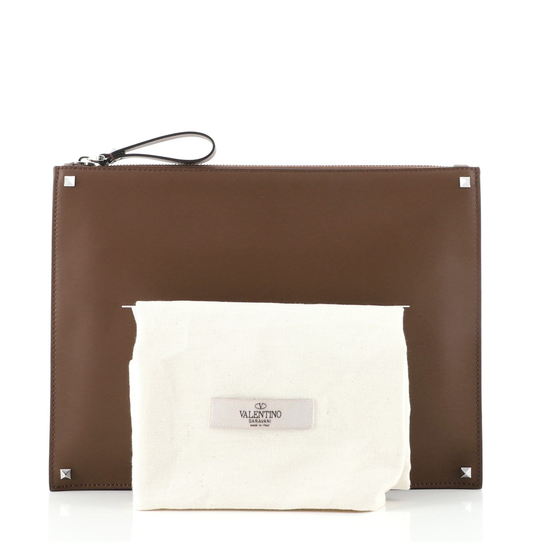 VLTN Zip Clutch Printed Leather