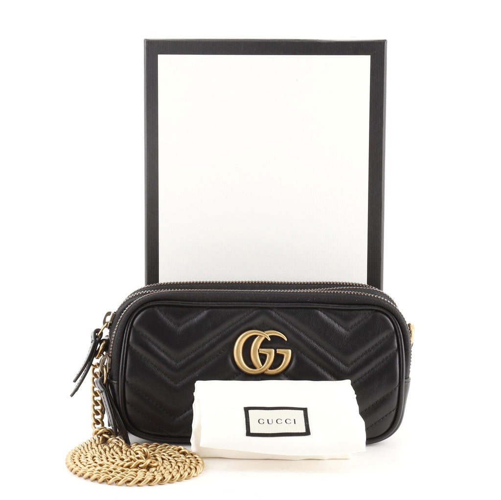 GG Marmont Triple Zip Chain Bag Matelasse Leather Mini