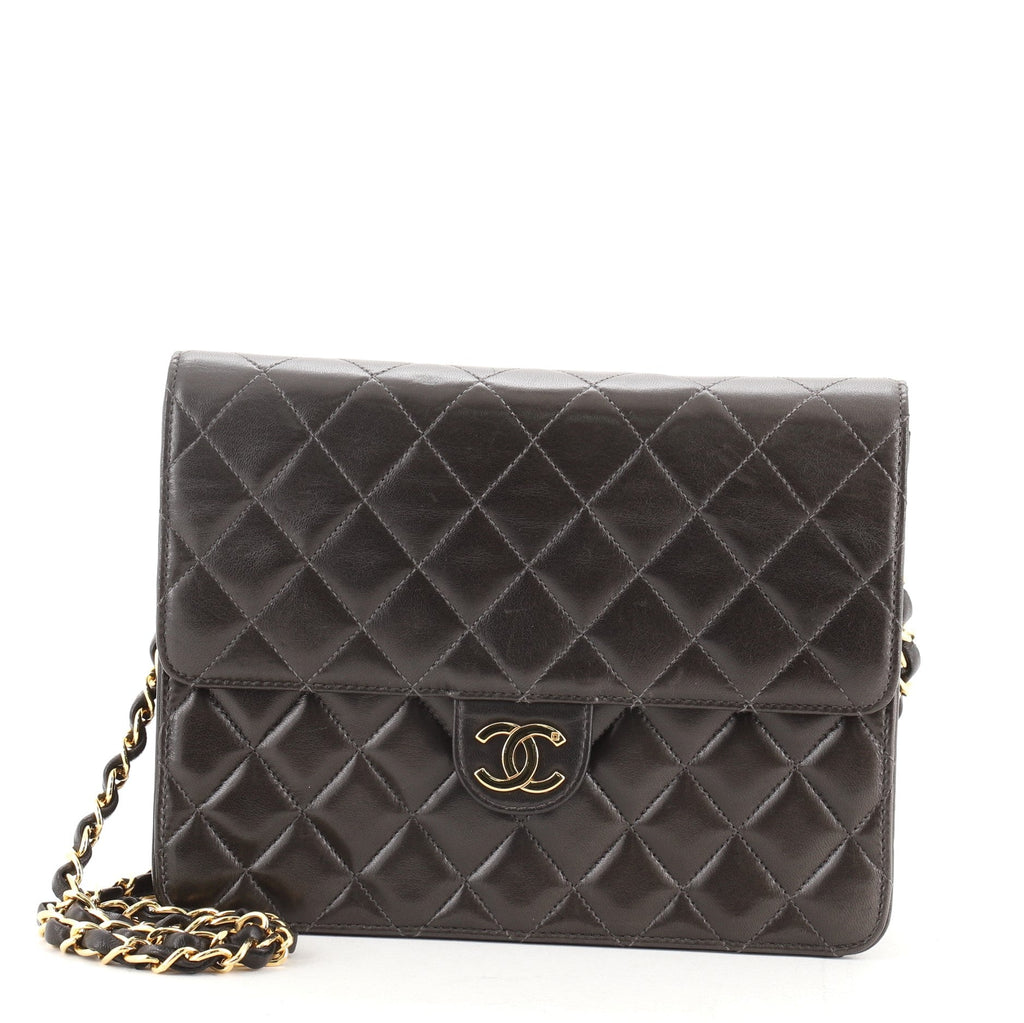 Vintage Clutch with Chain Quilted Leather Small