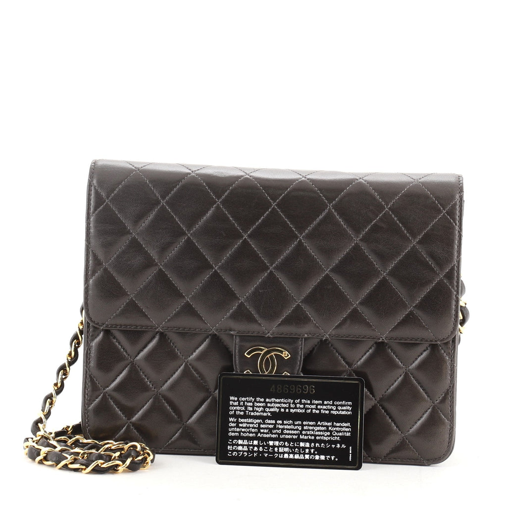 Vintage Clutch with Chain Quilted Leather Small