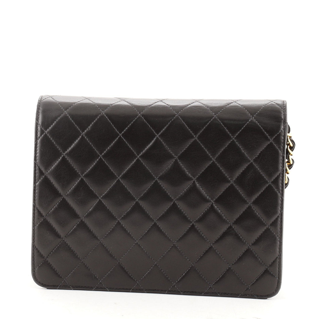 Vintage Clutch with Chain Quilted Leather Small