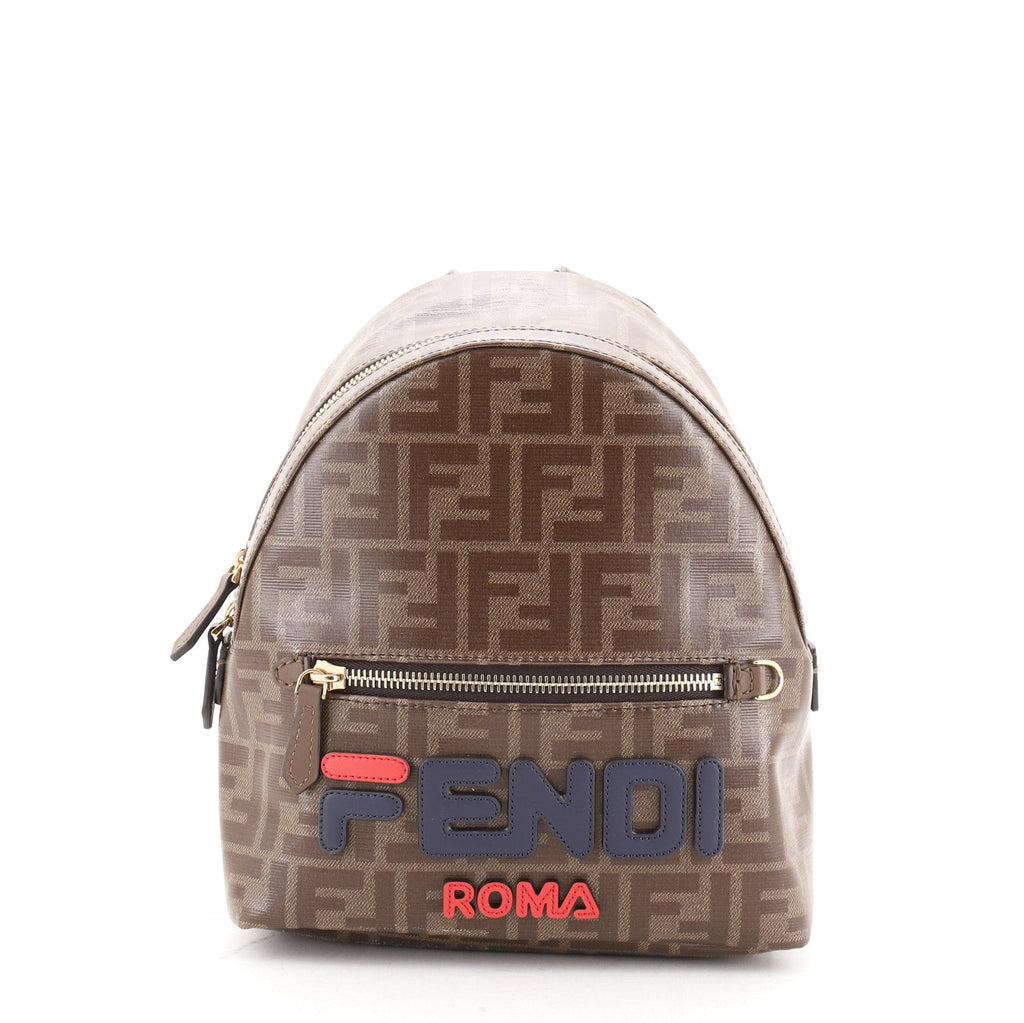 Mania Logo Backpack Zucca Coated Canvas Mini