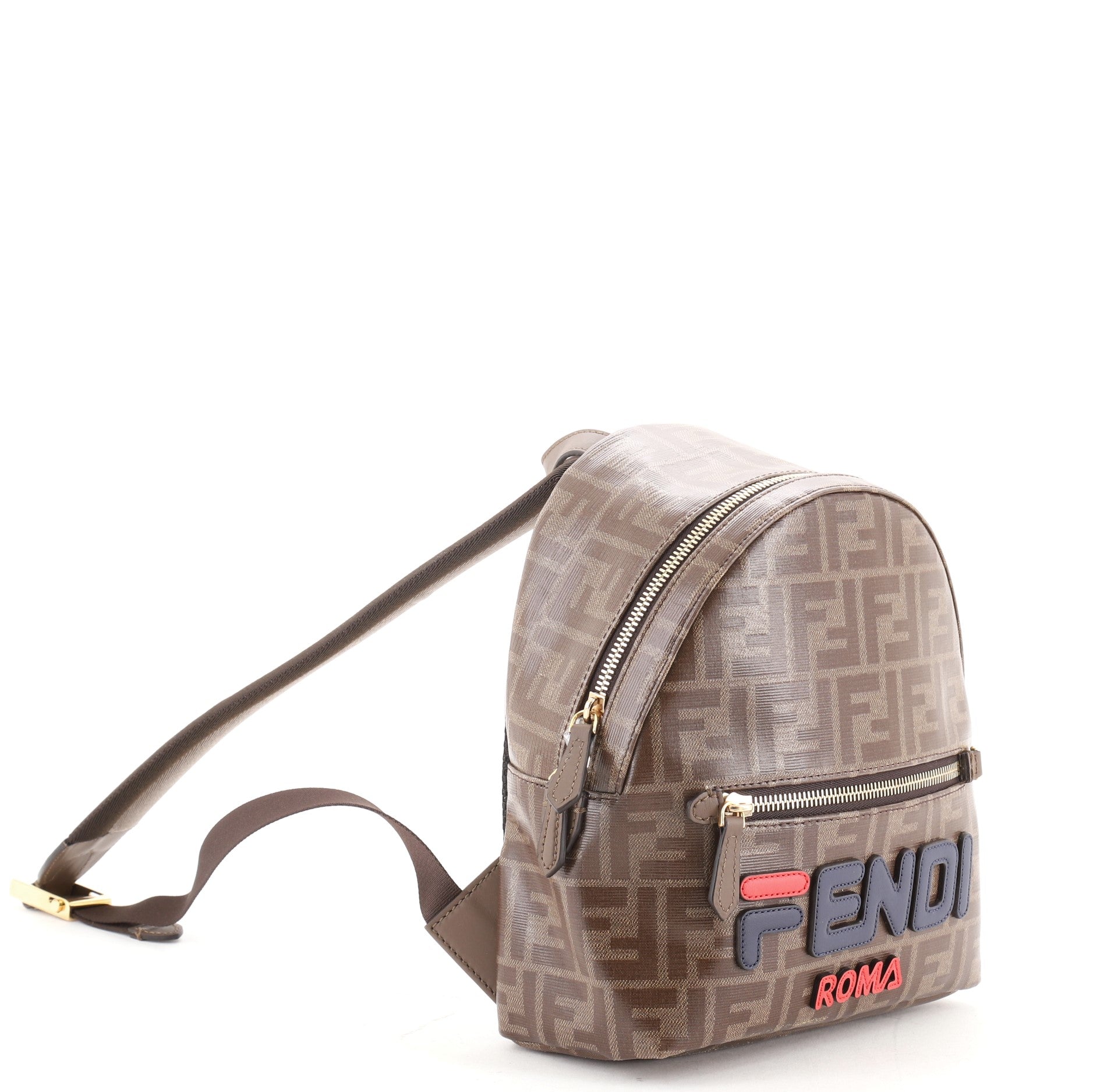 Mania Logo Backpack Zucca Coated Canvas Mini
