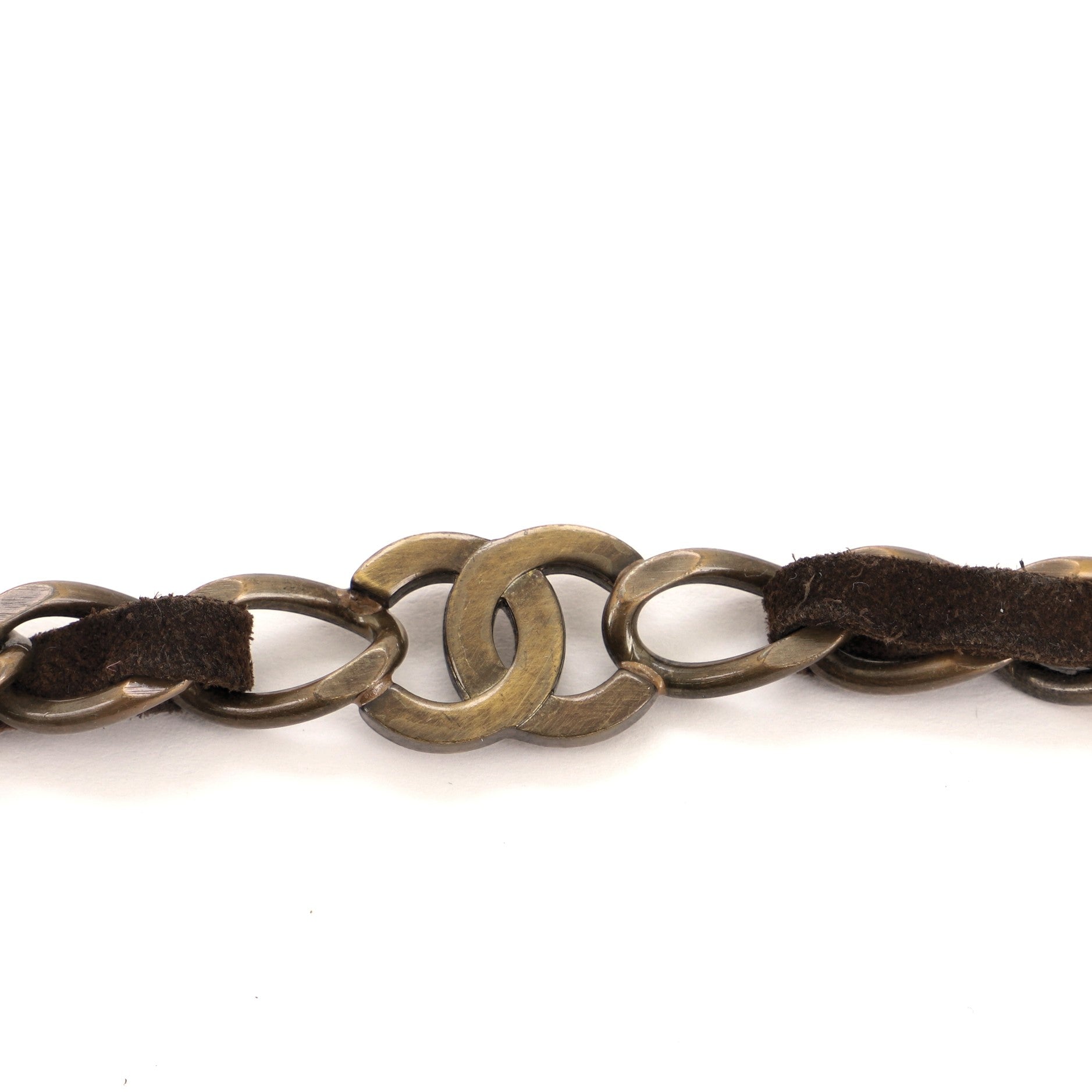 Vintage CC Chain Belt Metal and Suede
