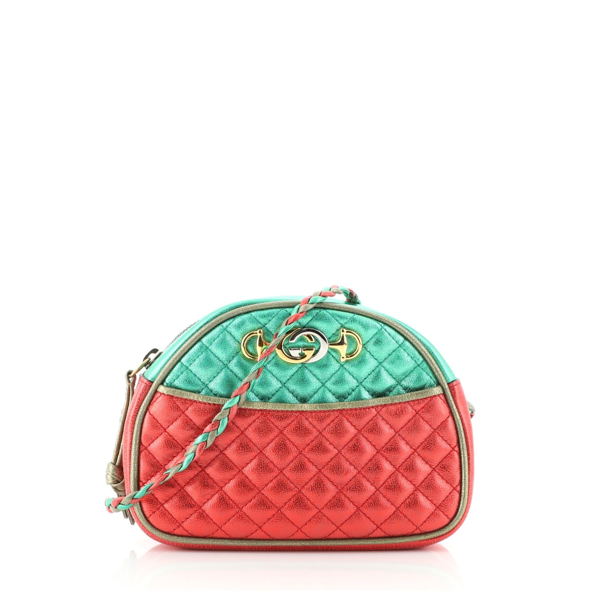 Trapuntata Camera Shoulder Bag Quilted Laminated Leather Mini
