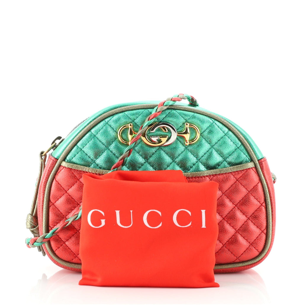 Trapuntata Camera Shoulder Bag Quilted Laminated Leather Mini