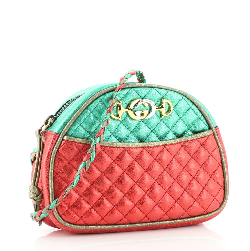 Trapuntata Camera Shoulder Bag Quilted Laminated Leather Mini