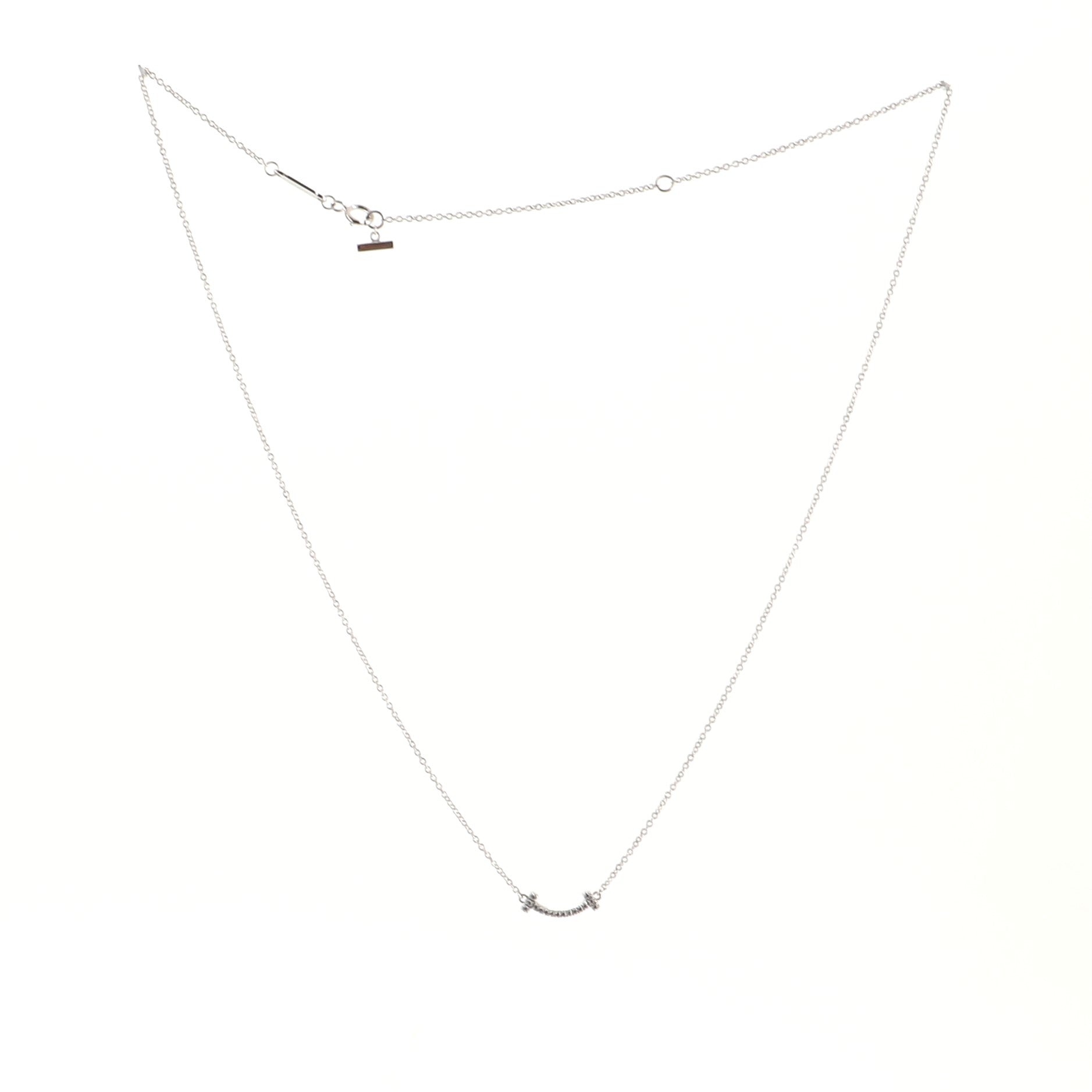 T Smile Pendant Necklace 18K White Gold with Diamonds Mini