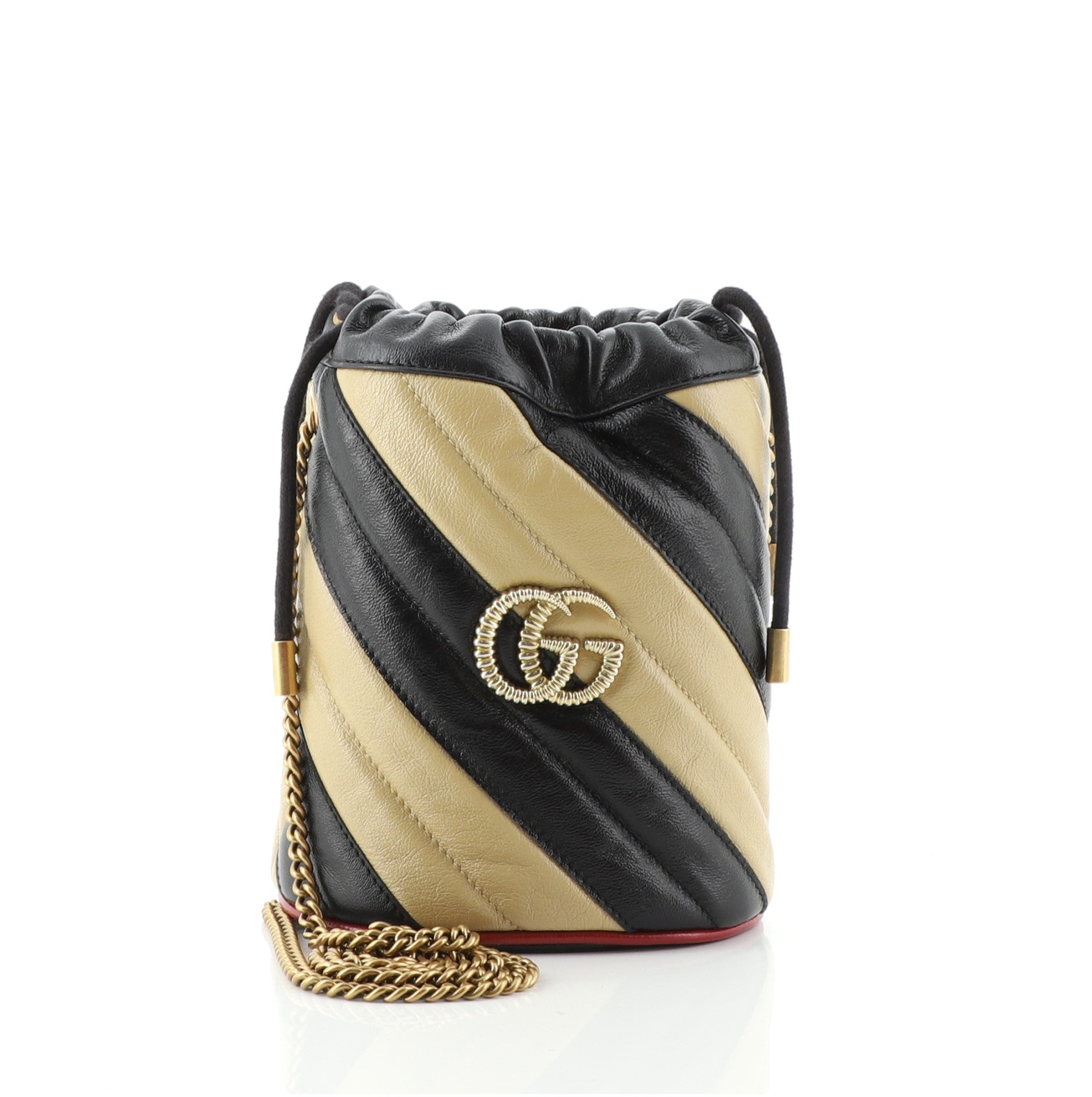 GG Marmont Bucket Bag Diagonal Quilted Leather Mini