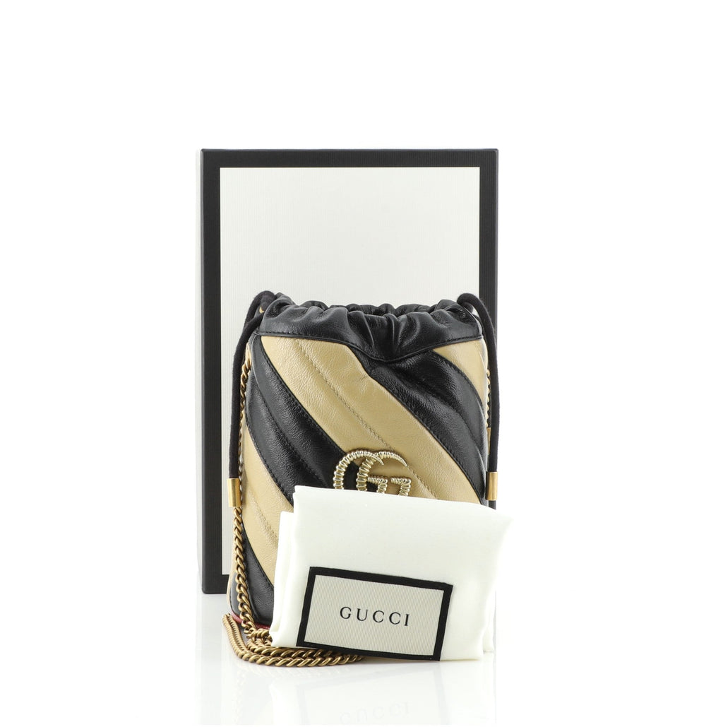 GG Marmont Bucket Bag Diagonal Quilted Leather Mini