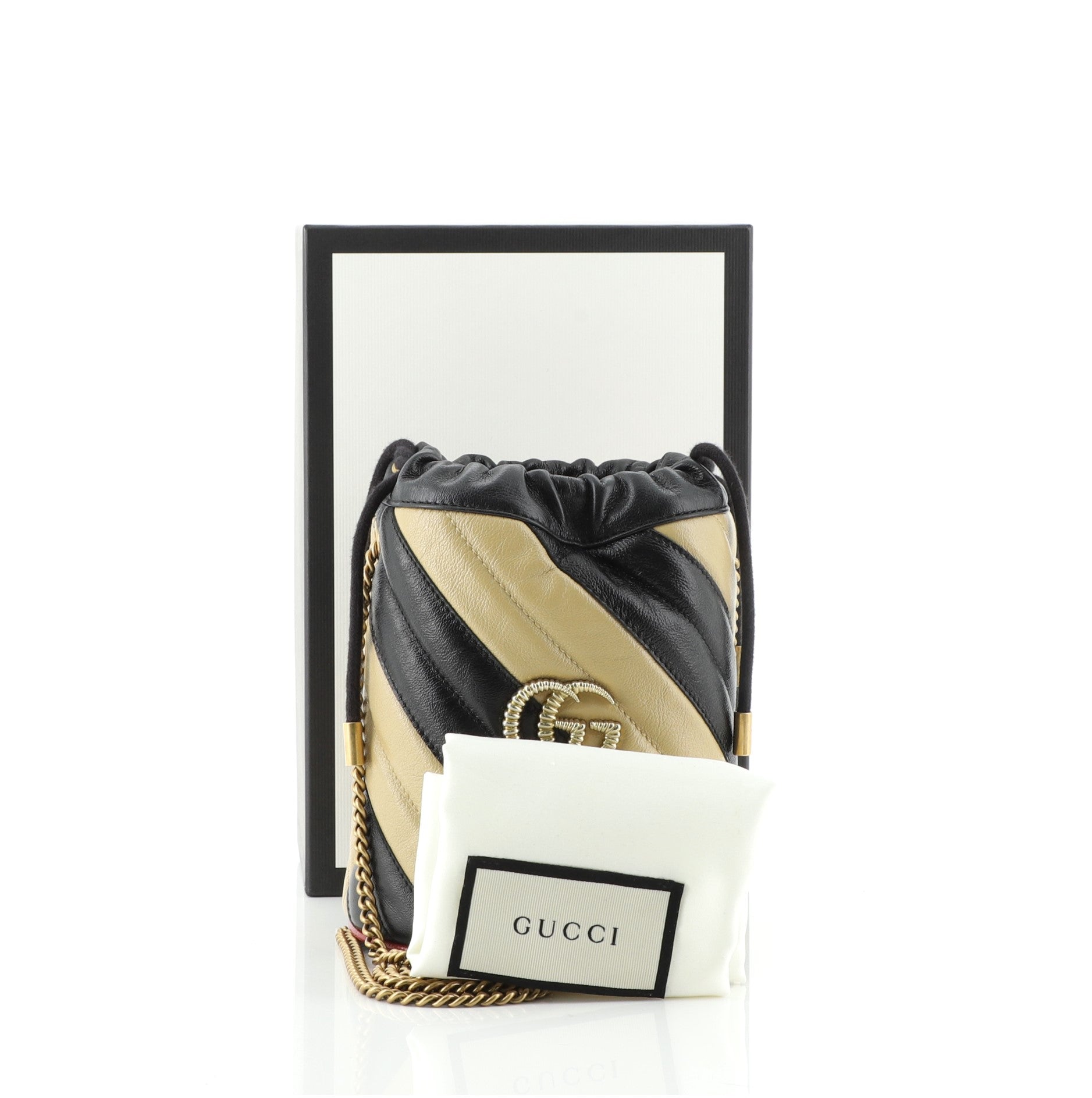 GG Marmont Bucket Bag Diagonal Quilted Leather Mini