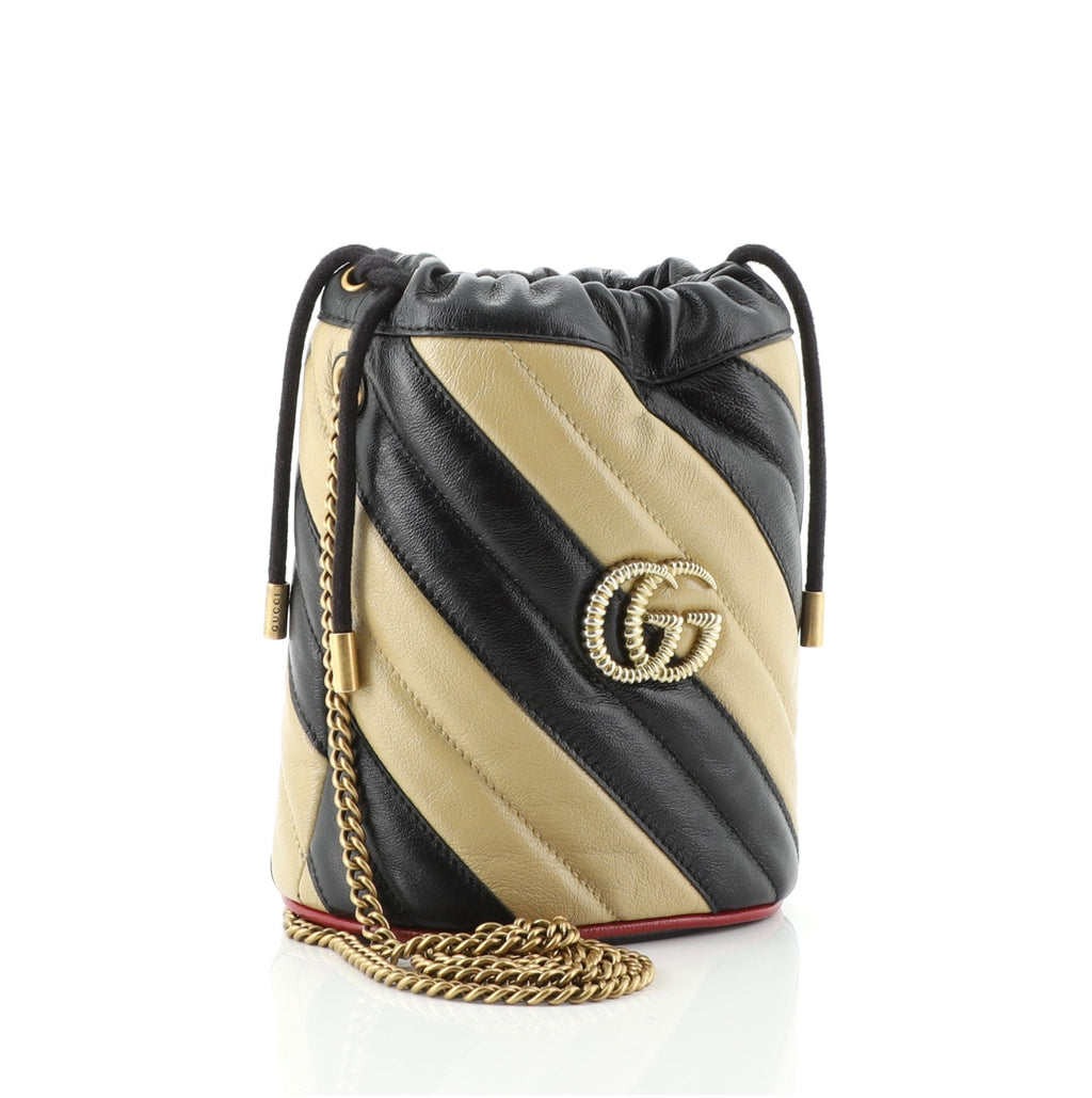 GG Marmont Bucket Bag Diagonal Quilted Leather Mini