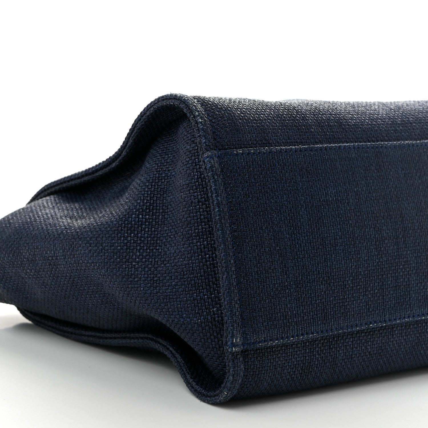 Woven Straw Raffia Medium Deauville Tote Navy
