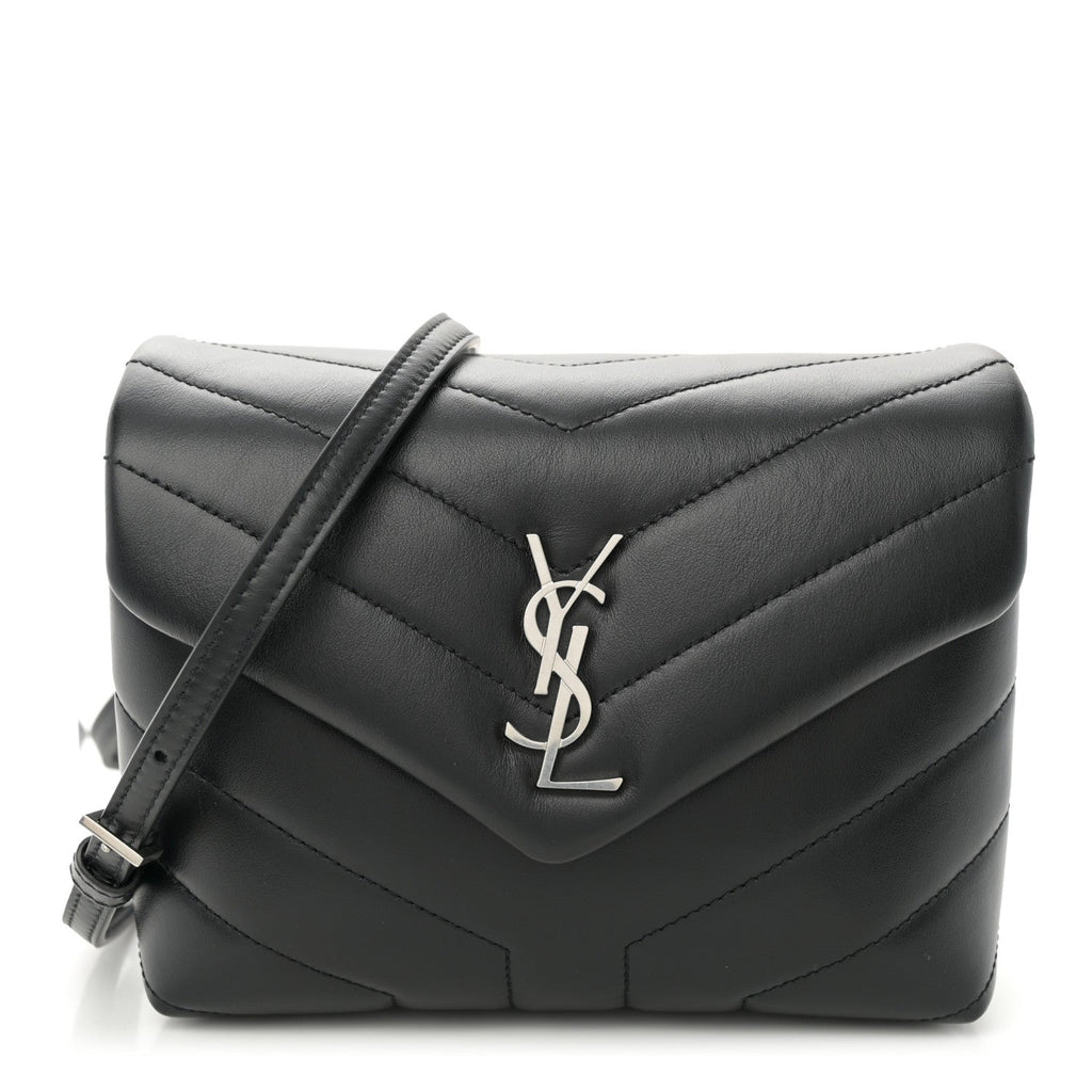 Calfskin Y Quilted Monogram Toy Loulou Crossbody Bag Black