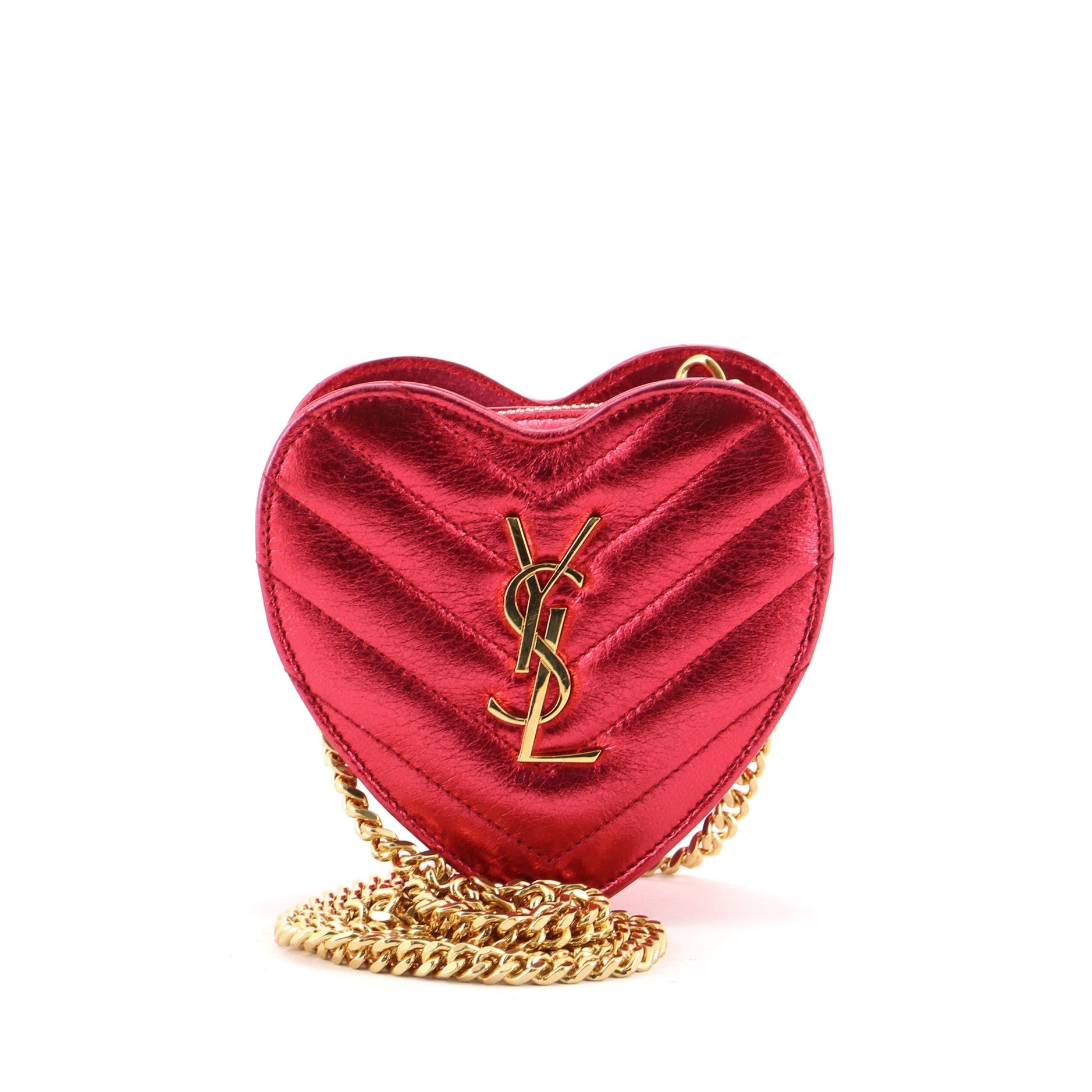Love Heart Chain Bag Matelasse Chevron Leather Mini