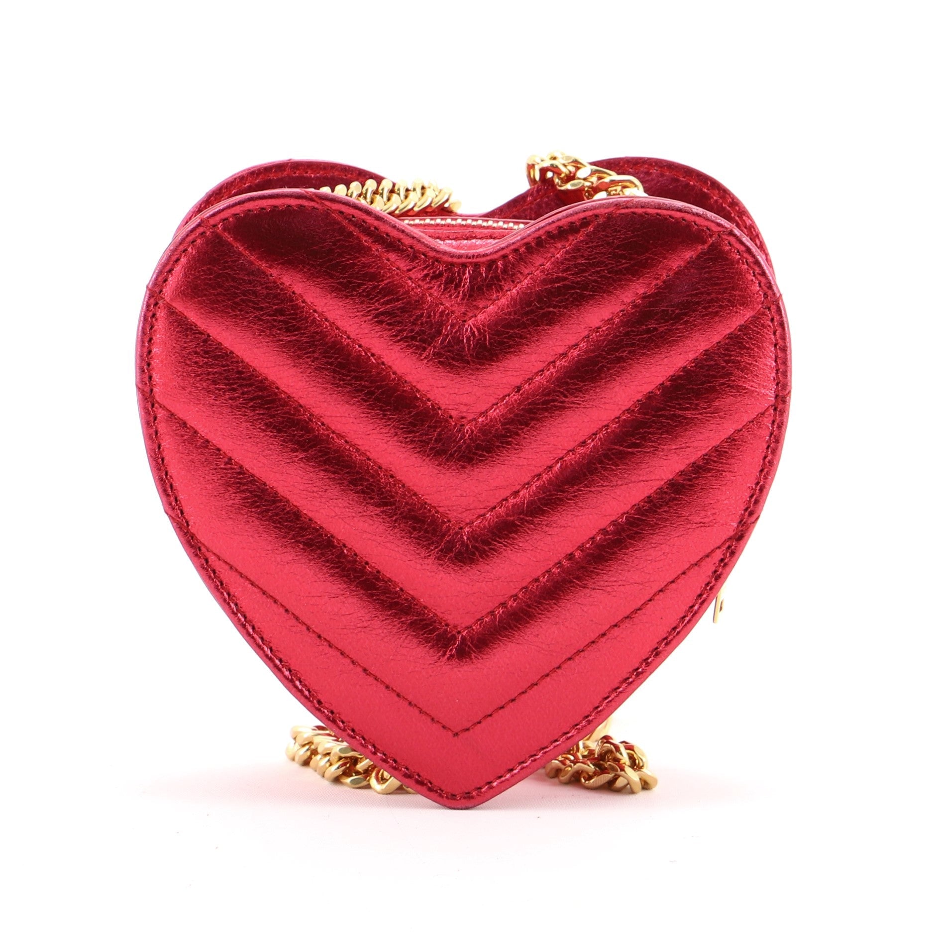 Love Heart Chain Bag Matelasse Chevron Leather Mini