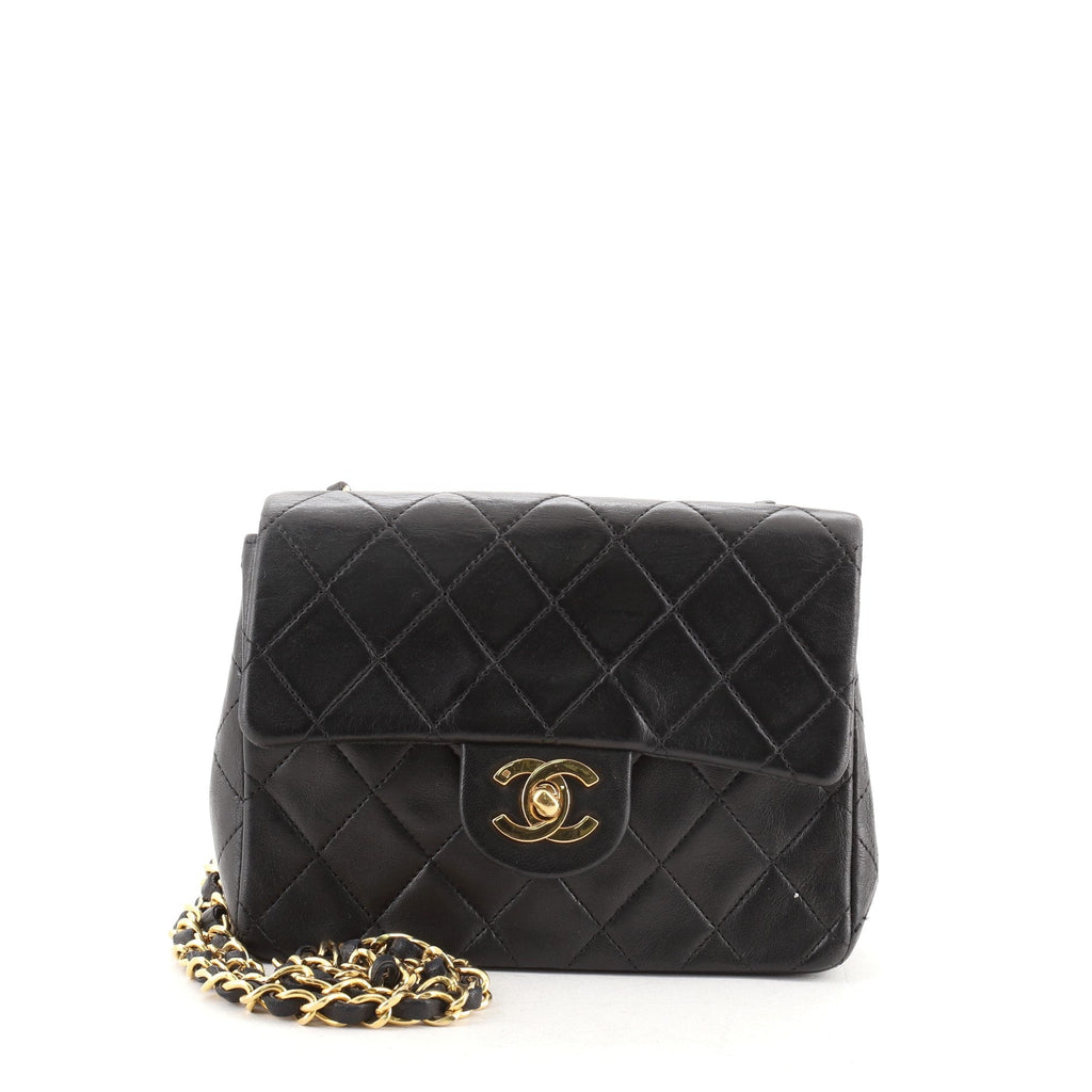 Vintage Square Classic Single Flap Bag Quilted Lambskin Mini