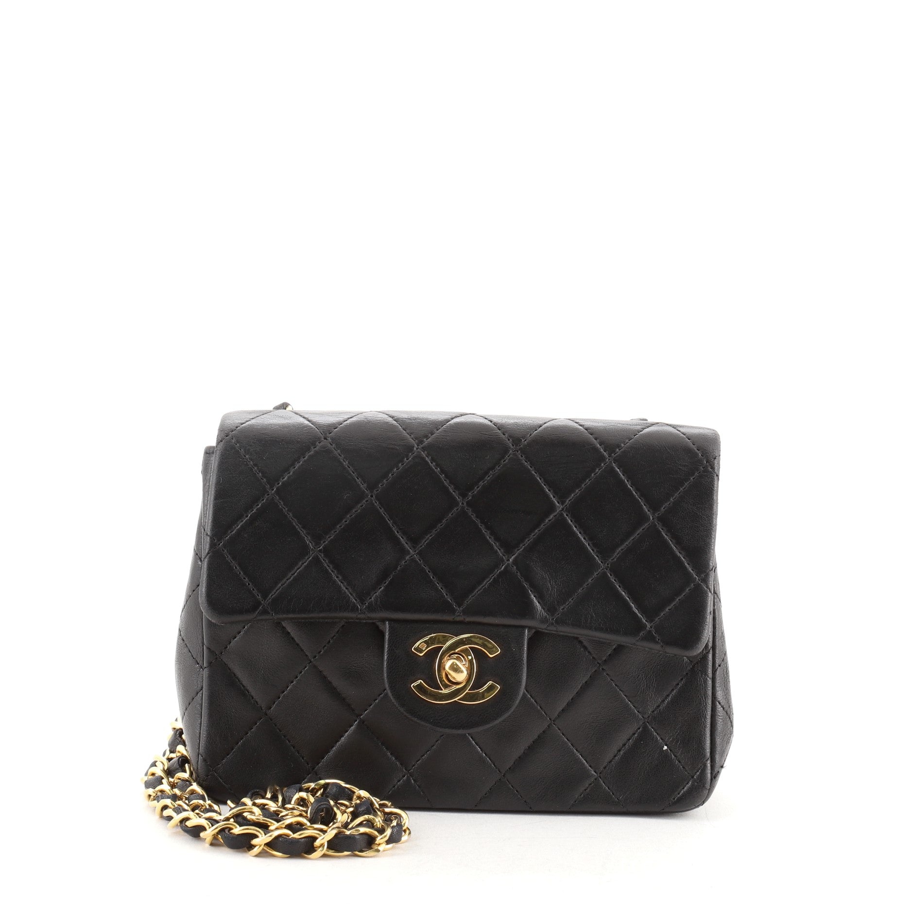 Vintage Square Classic Single Flap Bag Quilted Lambskin Mini