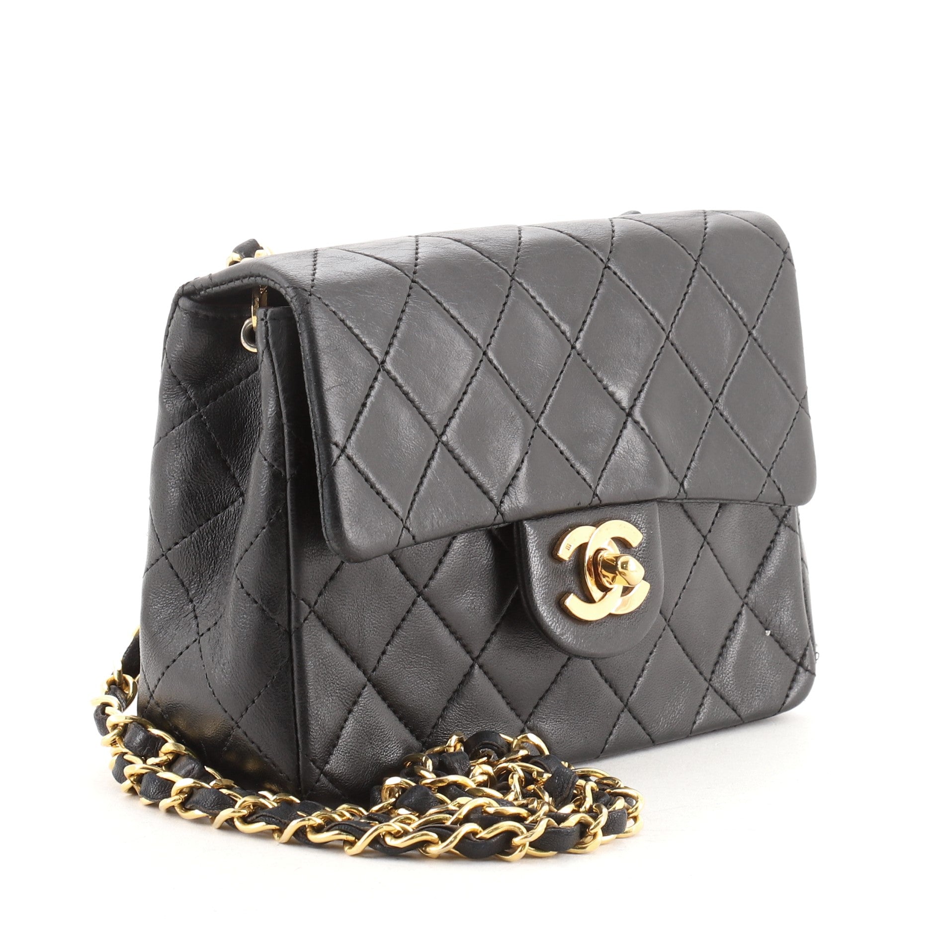 Vintage Square Classic Single Flap Bag Quilted Lambskin Mini