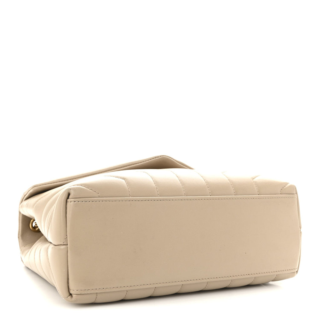 Calfskin Y Quilted Monogram Small Loulou Chain Satchel Dark Beige