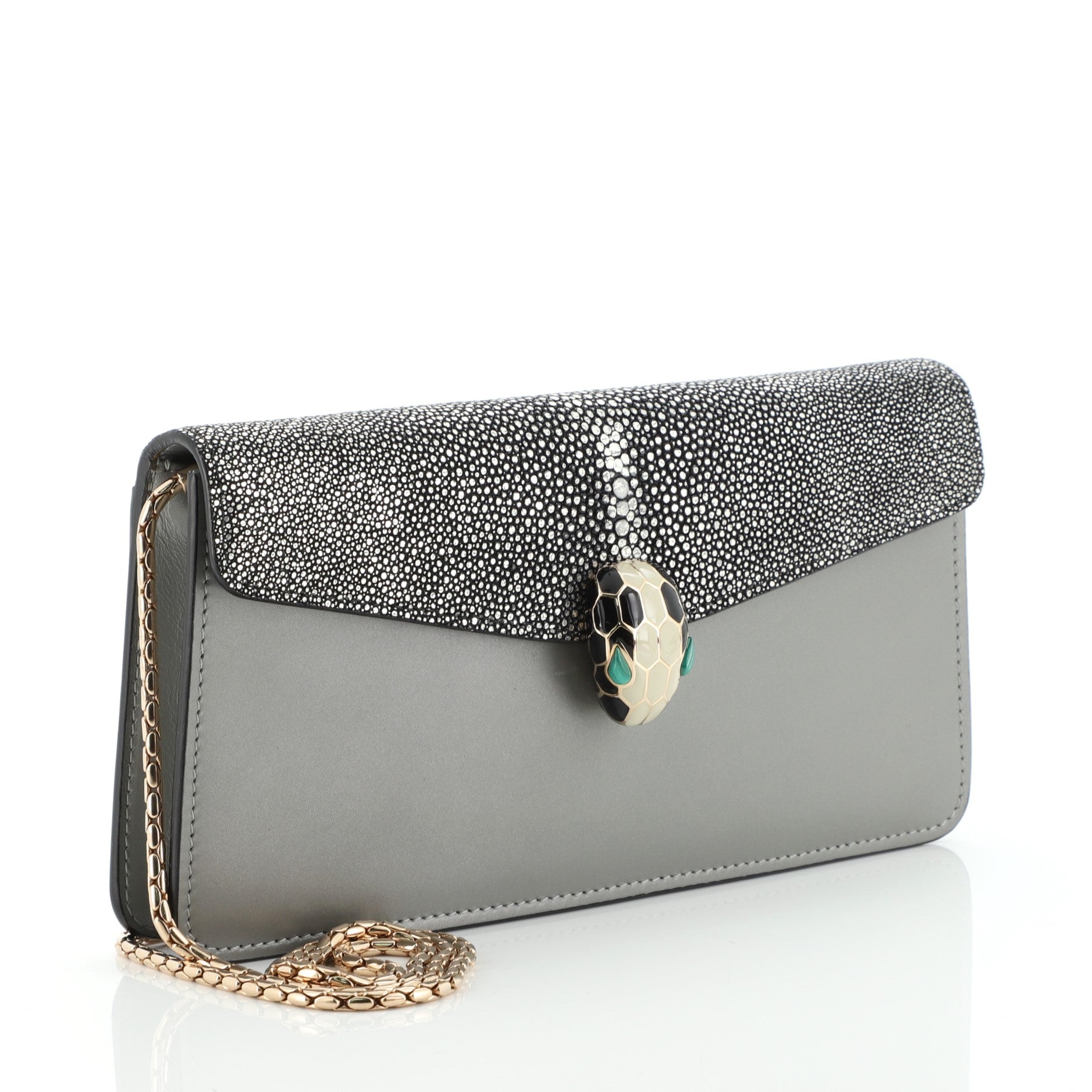 Serpenti Forever Chain Clutch Stingray and Leather