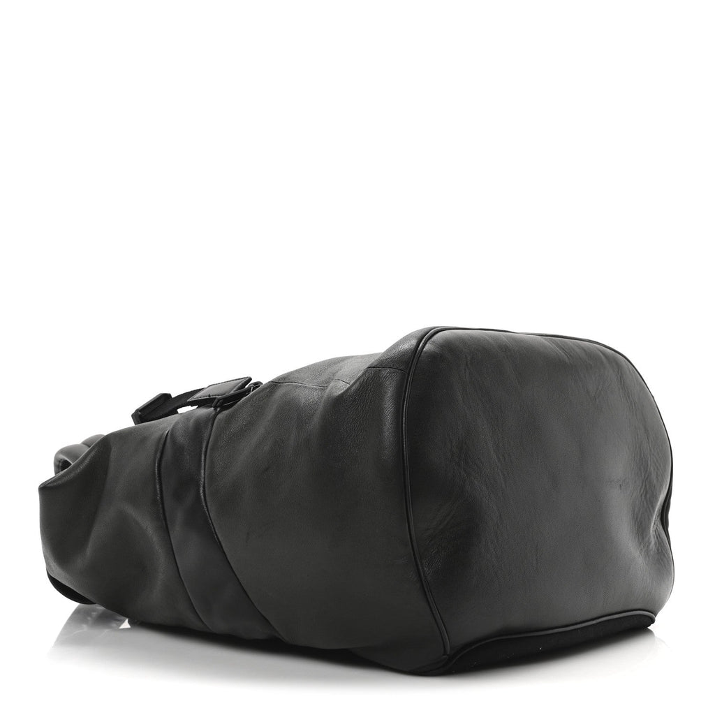 Calfskin Logo Debossed Backpack Black