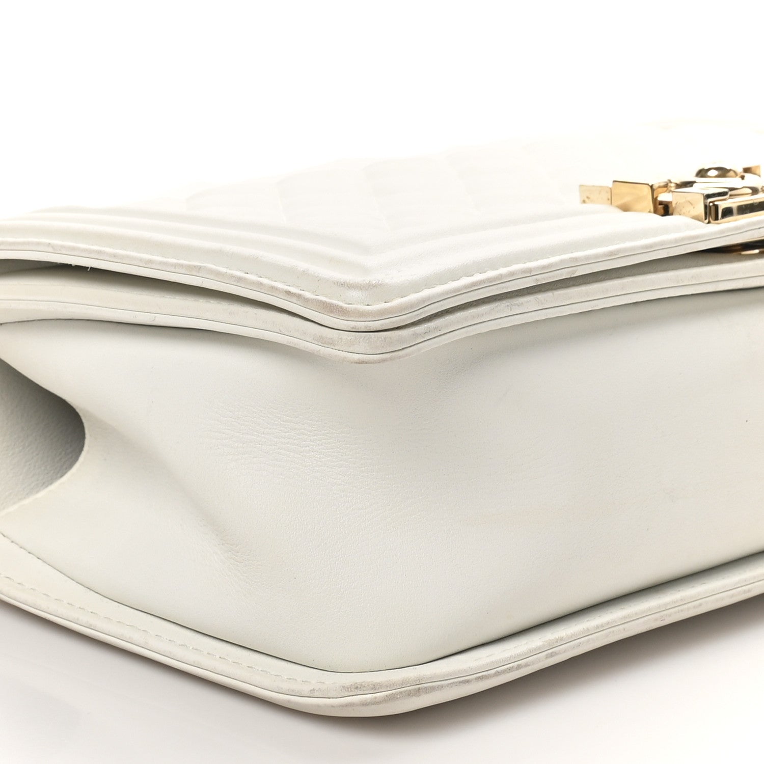 Lambskin Quilted Medium Boy Flap White