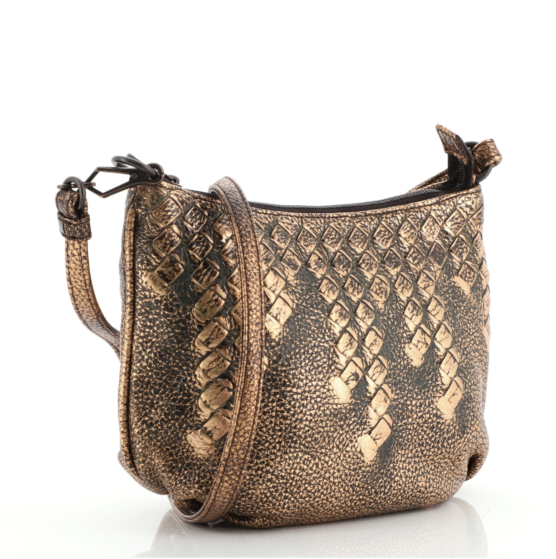 Saddle Zip Messenger Bag Cervo with Intrecciato Detail Mini