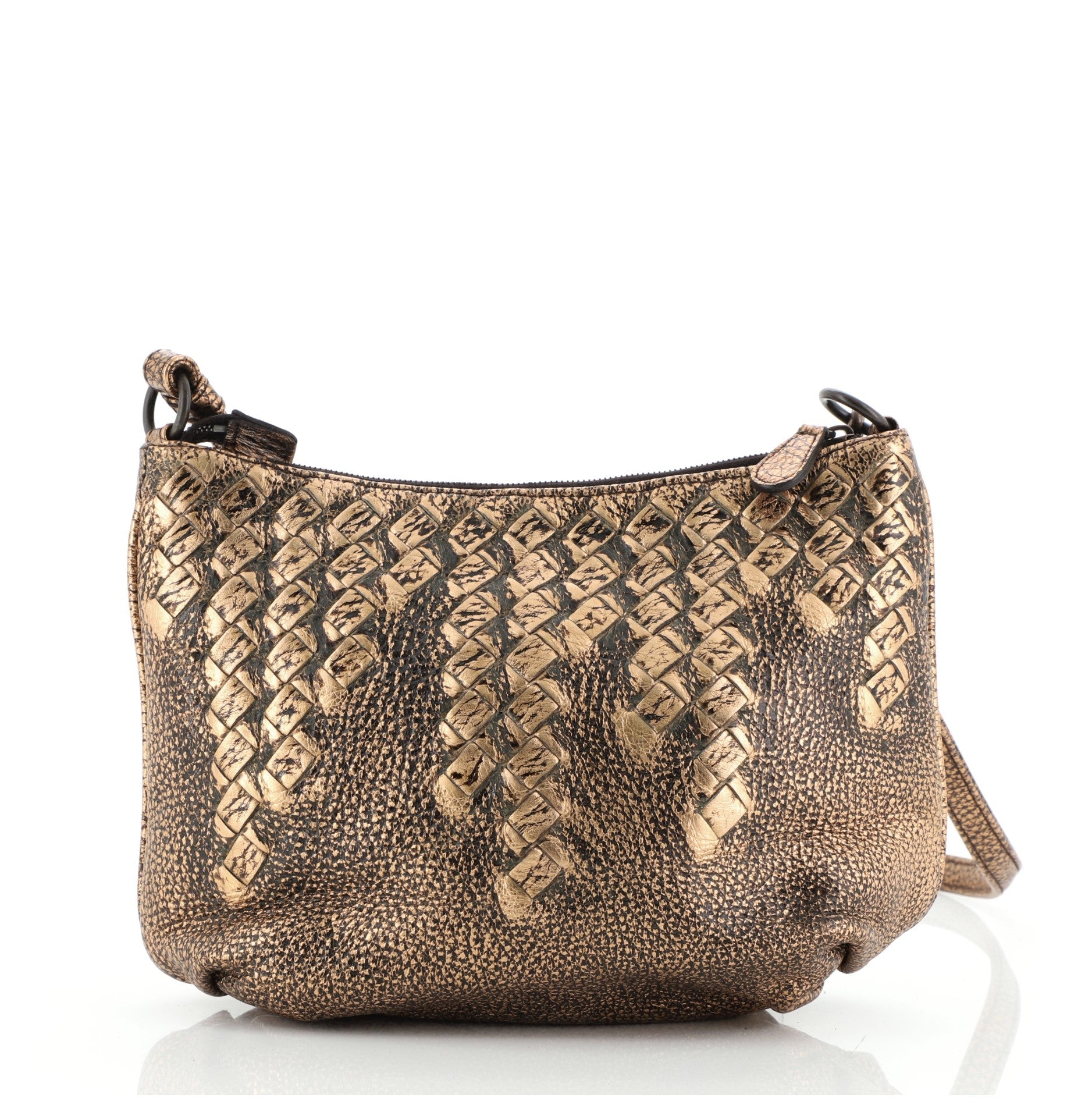 Saddle Zip Messenger Bag Cervo with Intrecciato Detail Mini