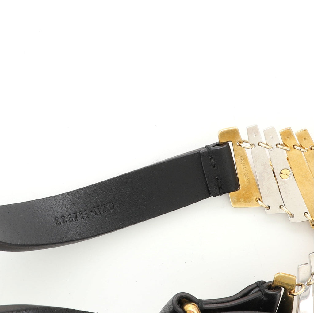 Blossom Fan Collar Necklace Leather and Metal