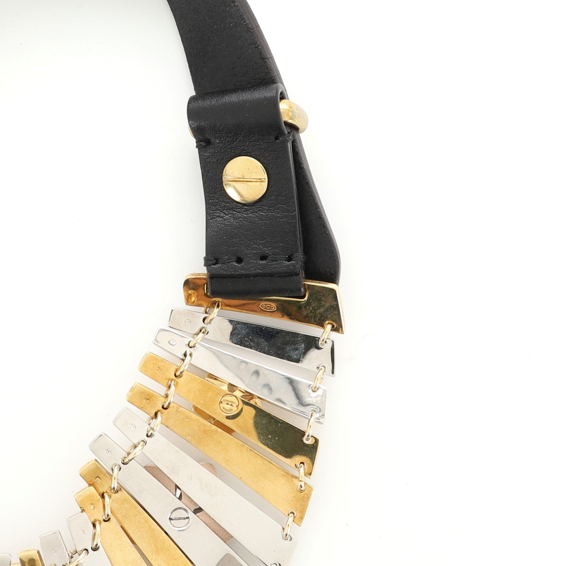 Blossom Fan Collar Necklace Leather and Metal