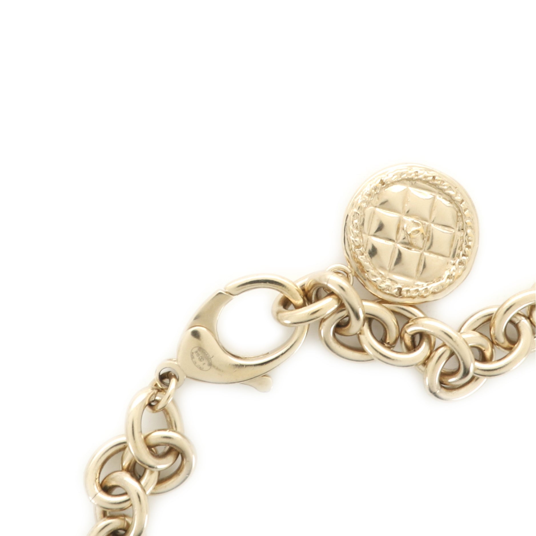 CC Quilted Medallion Chain Belt Metal 85