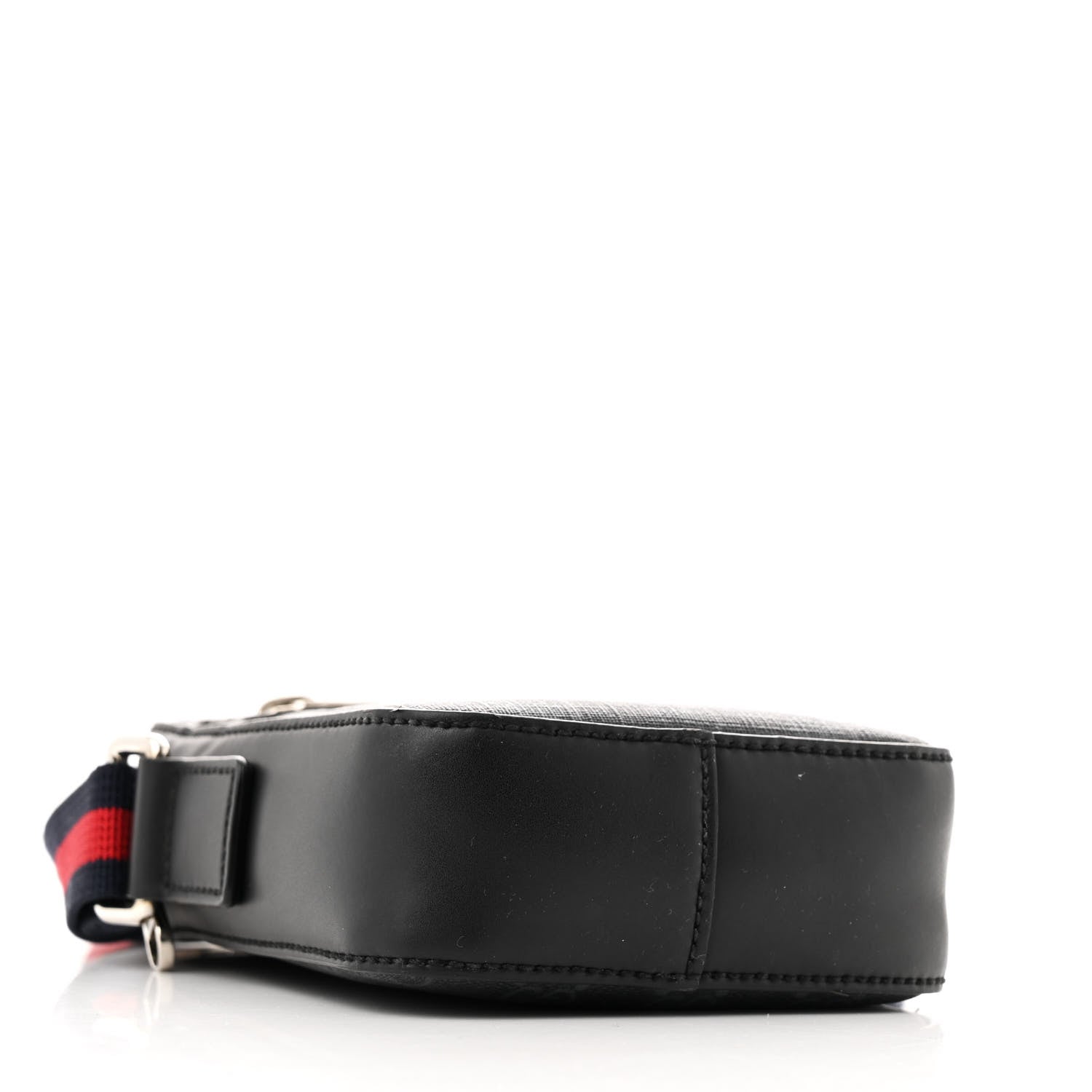 GG Supreme Monogram Appia Calfskin Web Small Camera Messenger Bag Black Grey