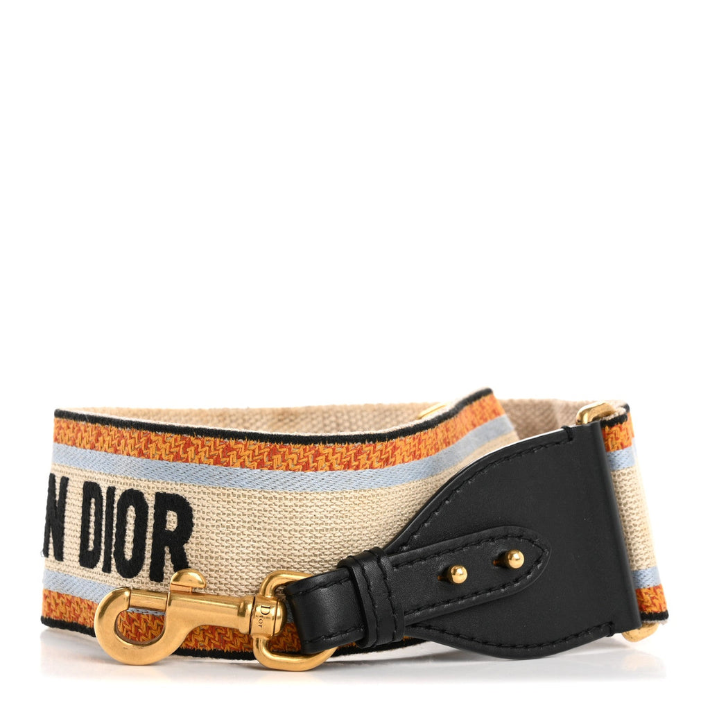 Canvas Embroidered Shoulder Strap Ecru Orange Multicolor