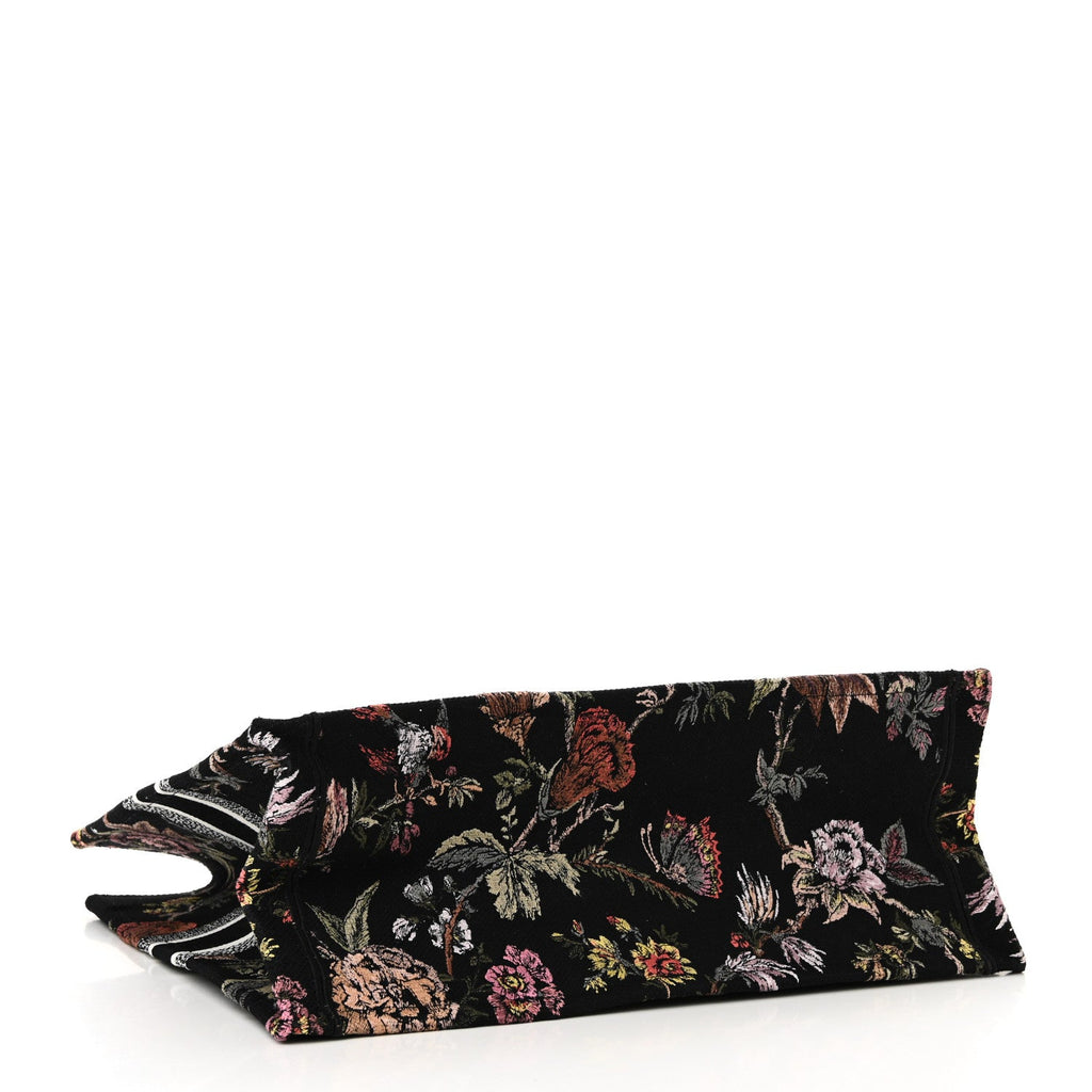 Canvas Embroidered Large Book Tote Black Multicolor