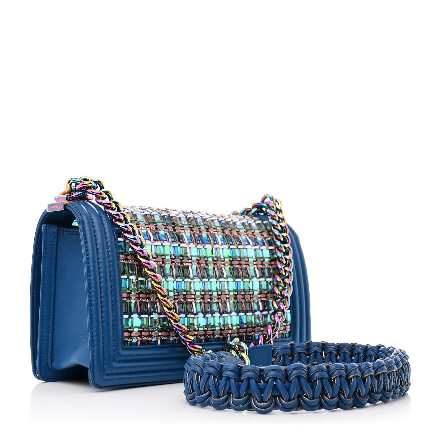 PVC Thread Woven Medium Boy Flap Dark Blue