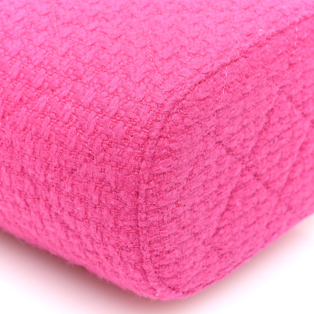 Tweed Quilted Small Vanity Case Fuchsia