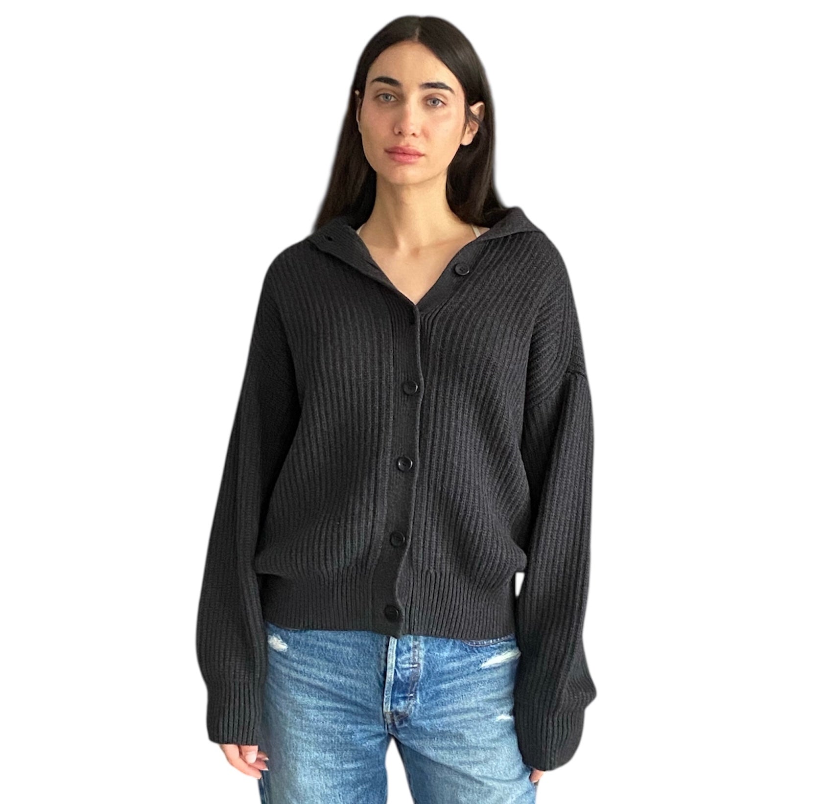 Proenza Schouler Grey Knit Ribbed igan - S