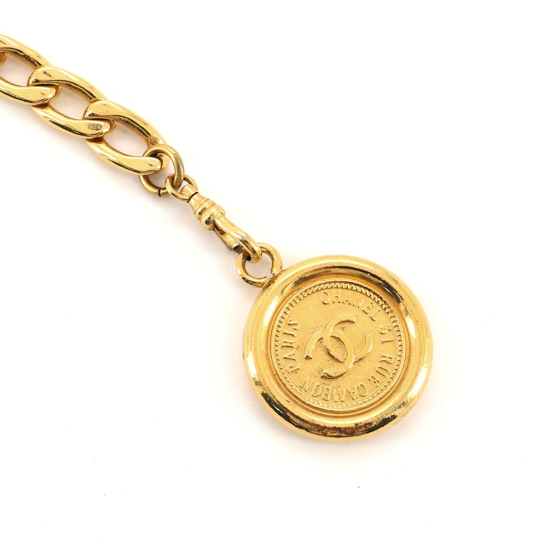 Vintage Medallion Charms Chain Belt Metal 95