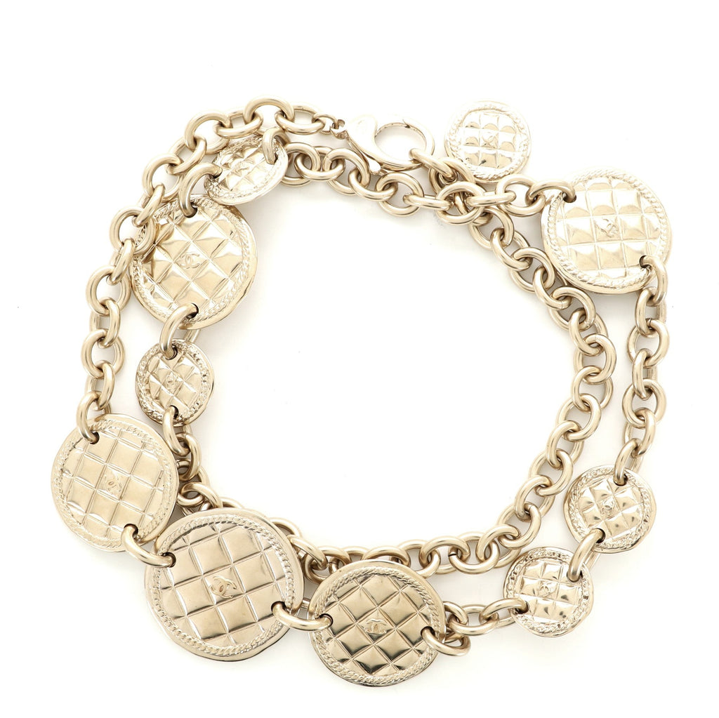 CC Quilted Medallion Chain Belt Metal 95