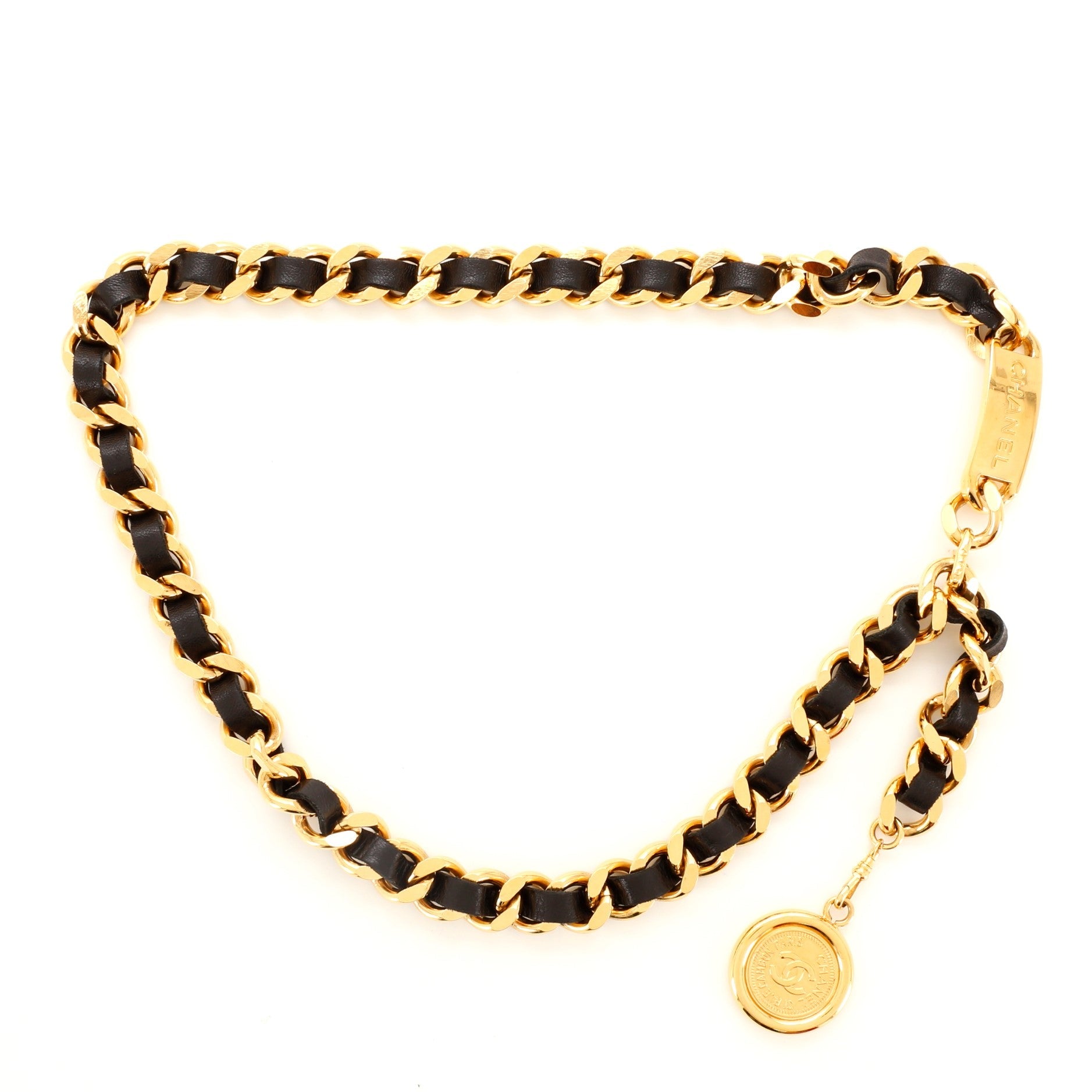 Vintage Medallion Chain Belt Metal and Leather 75