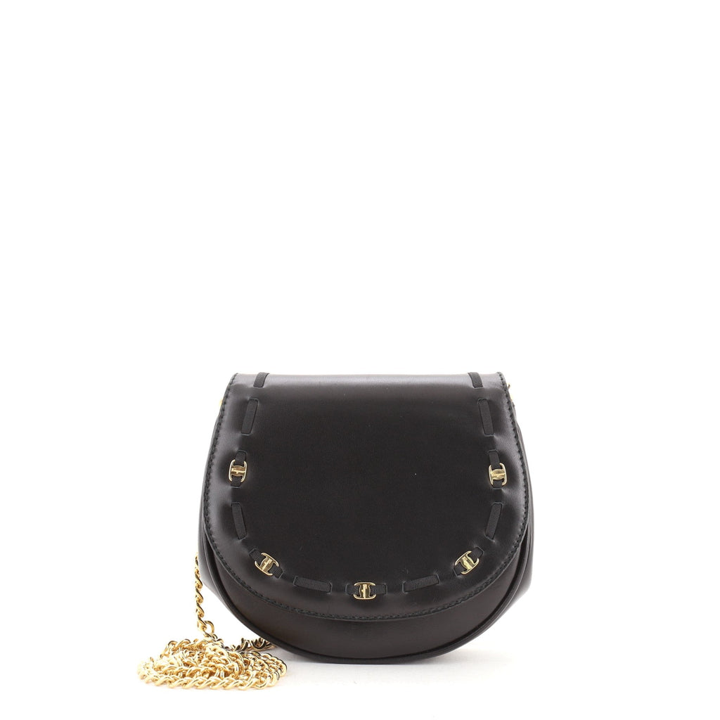 Vintage Convertible Chain Saddle Bag Leather Mini