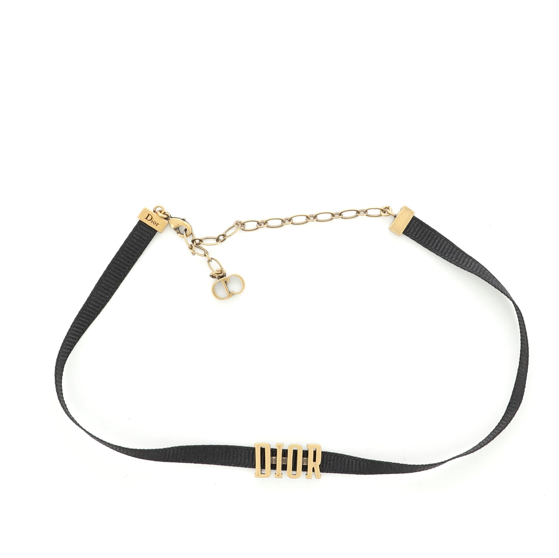 Dior Choker Necklace Grosgrain Ribbon and Metal